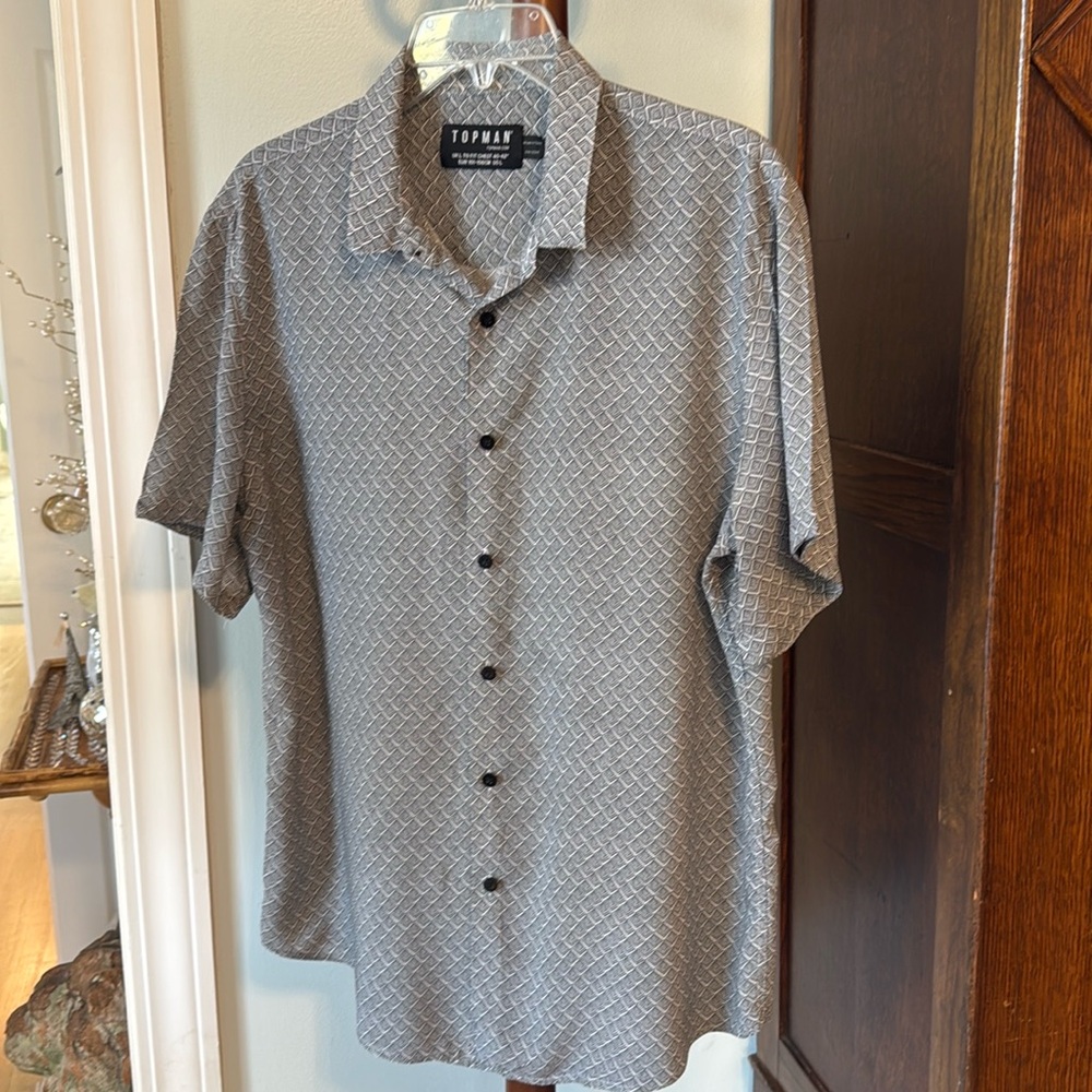 Topman Geometric Print Short Sleeve Shirt size Large